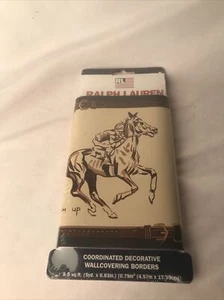 RALPH LAUREN Aston Camel Equestrian Horses Jockey Leather Belt Wall paper Border - Picture 1 of 6