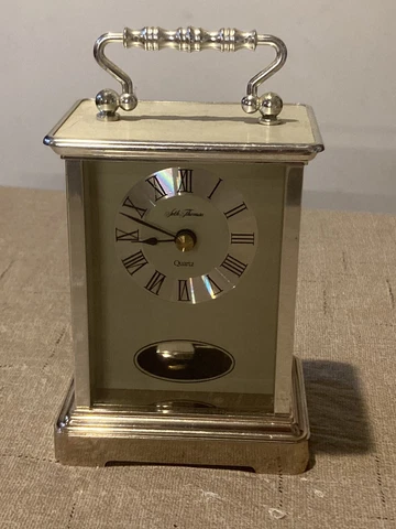VINTAGE SETH THOMAS BRASS PENDULUM DESK MANTLE QUARTZ CLOCK MODEL #0243 Germany Cover