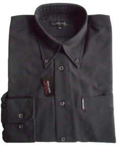 Pierre Cardin Shirt Long Sleeve Chest Pocket Black BD Collar Men's Relaxed Fit - Picture 1 of 1