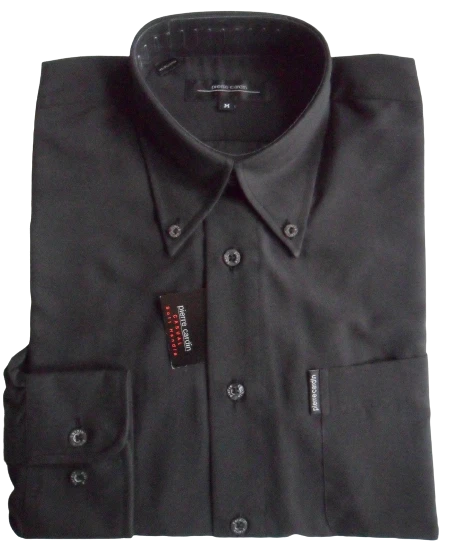 Pierre Cardin Shirt Long Sleeve Chest Pocket Black BD Collar Men's Relaxed Fit - Image 1 of 1