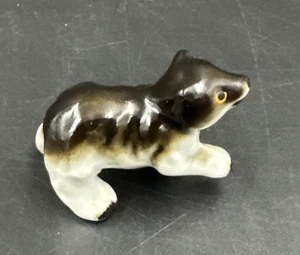 Vintage Miniature Ceramic Hand Painted Bear Black Figure Decor Retro Small Desk - Picture 1 of 6