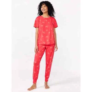 Joyspun Women's 2Pc T Shirt &Joggers PJ Set Coral Flame Plus Size 3X (22W-24W) - Picture 1 of 4