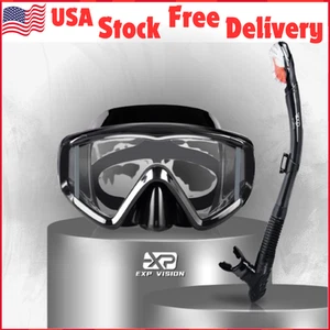 Snorkel Set Pano 3 Window Goggles Anti-Fog Diving Mask Professional Snorkeling - Picture 1 of 12
