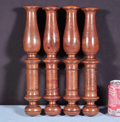 15" Set of Four French Antique Solid Mahogany Wood Posts/Pillars/Trim Salvage - Image 1 of 4
