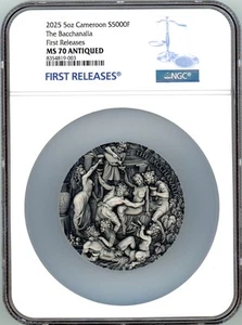 2025 Cameroon The Bacchanalia Celestial Beauty 5 oz Silver Coin MS 70 FR - Picture 1 of 6