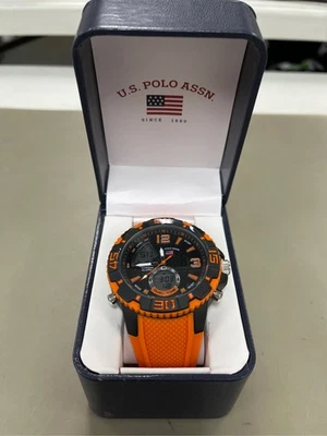 Reloj deportivo para hombre US9483 con correa de silicona naranja 1 Foto 1 de 3