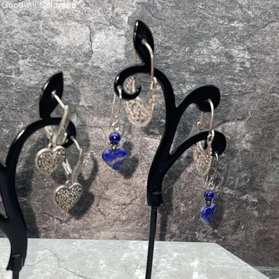 Bundle of 3 Sterling Silver Sodalite Marcasite Earrings - 8.8g - Image 1 of 4