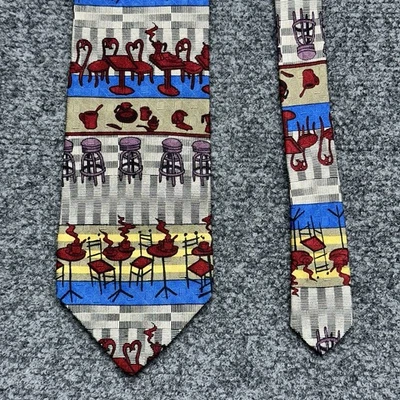 Vintage XMI for Nordstrom Chair Cafe Stools 100% Silk Neck Tie Men's 57" - Image 1 of 4