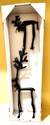 Set 2 Renne Aldi Merry Moments bronzo scolpito ceramica fienile Dupe nuovi con scatola - Immagine 1 di 4