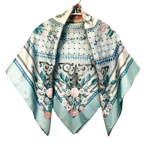 Hermes Seda 100% Bufanda Carre 90 JEUX DE PAILLE Flor Azul Claro Auténtico - Imagen 1 de 22