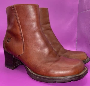 TIMBERLAND Chukka Block Heel VINTAGE Leather Boots Chunky Sz 6 M (0620) - Picture 1 of 14