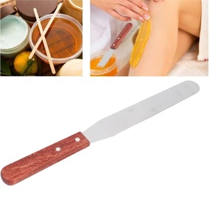 Metal Wax Spatulas Straight Stainless Steel Body Waxing Stick With Wooden Ha EUJ - Picture 1 of 23