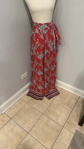 Red And white Wide Leg Pants - Picture 1 of 4