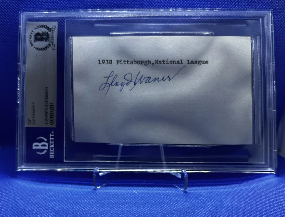 LLOYD WANER SIGNED CUT Beckett BAS SLABBED AUTOGRAPHED PITTSBURGH PIRATES HOF - Image 1 of 1