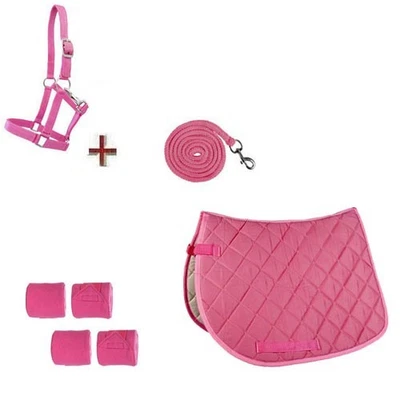 Set Halfter mit Strick Schabracke und Bandagen für Holzpferd - Bild 1 von 3