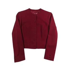 Chaqueta Blazer Pendleton Mujer Lana Rojo Botón Frontal Sin Cuello Talla 6 - Imagen 1 de 8