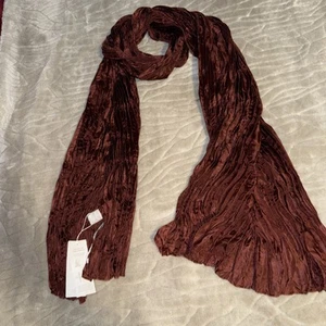 Eileen Fisher Whisper Plissé Silk Scarf in Redwd - Picture 1 of 7