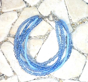 ★ DIY ★ Pulsera de 6 filas ★ con cierre ★ AZUL VAQUERO ★ 20cm ★ - Imagen 1 de 2