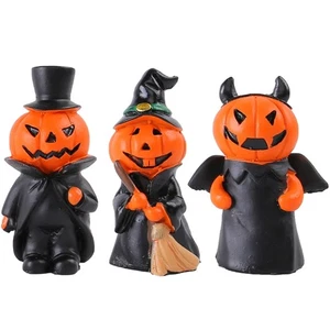 3PCS Resin Pumpkin Man Figurines Halloween Decoration For Mantels Shelf Display - Picture 1 of 8
