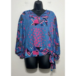 Vintage Diane Freis Multicolor Long Sleeve Blouse Colorful, Approx. M/L - Picture 1 of 8
