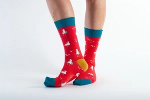 Doris And Dude Socks Size 3-7 Red With Seagulls. Organic Cotton / Bamboo (1644) - Picture 1 of 2