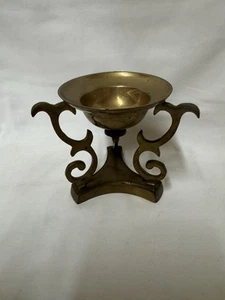 Vintage Messing Votivkerzenhalter Ständer 4" massiv Messing Standschale - Bild 1 von 7