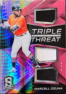Marcell Ozuna 2017 Spectra #TTM-MO Triple Threat Material Pink Hyper/49 (SSP) - Imagen 1 de 2