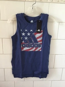 Adidas New Girls American Flag Muscle Tank Top Shirt Size Large 14 - Picture 1 of 3