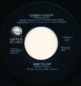 SAMMY HAGAR - GIVE TO LOVE / WHEN THE HAMMER FALLS - 7-28314 - 45 Record VG+ - Picture 1 of 2