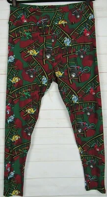 Leggings femininas de Natal LuLaRoe verde e vermelha tamanho TC2 novas - Imagem 1 de 3
