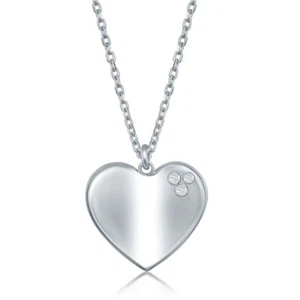 Sterling Silver 0.024cttw Diamond Heart Necklace - Picture 1 of 1