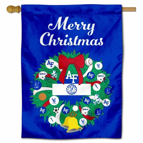 Air Force Falcons Happy Holidays Christmas Decorative House Flag Cover