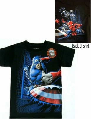 Marvel Heroes t-shirt 4 5 6 7 8 10-12 14 16 New Child Captain America Spiderman - Image 1 of 2