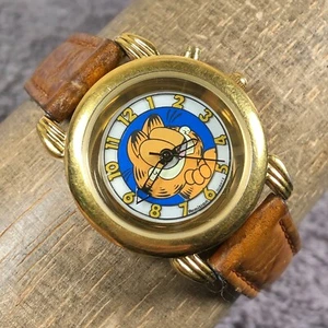 Vtg Armitron Garfield Women T178L Dress Glow Leather Quartz 28mm Watch 6 1/2" - Picture 1 of 14