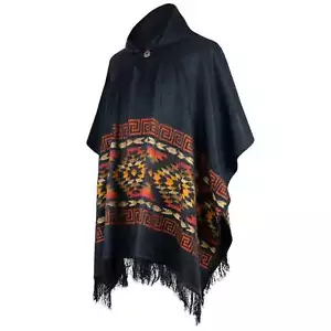 Lightweight BABY ALPACA Wool Hooded Poncho Pullover UNISEX Handmade in Ecuador - Picture 1 of 12