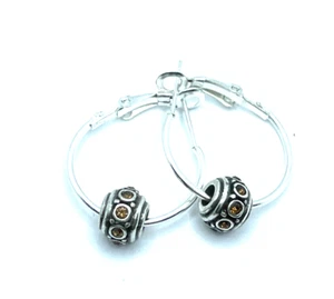 Pendientes de plata Brighton MINI ámbar mini cuentas de glamour sin aros de Brighton-2 cuentas - Imagen 1 de 6