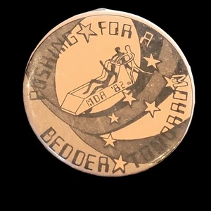 pop culture pinback Vtg Button 80s Bed Races Spokane Washington MDA Muscular - Picture 1 of 4