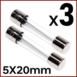 3x High Quality Glass D-Type Fuse 5x20mm up to 250V (including 120V/240V) - 5A - Bild 1 von 1