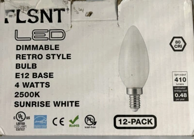 12-Pack Dimmable Retro Style Bulb E12 LED  40Watts 410 Lumens 2500K Sunrise Whi - Image 1 of 4