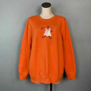 Holiday Editions Halloween Pailletten Geist Kürbis orange Rundhals Sweatshirt XL - Bild 1 von 12