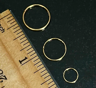 1pc Solid 14kt Gold Hinged Segment Ring Septum Nose Ring Helix Cartilage Clicker - Image 1 of 4