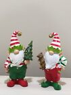 NEW 6.5 IN GNOME ELVES TEDDY BEAR CHRISTMAS TREE HOME DECOR SET OF 2