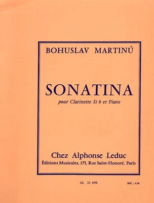 Bohuslav Martinu Sonatina pour Clarinette Si b et Piano - Image 1 of 2
