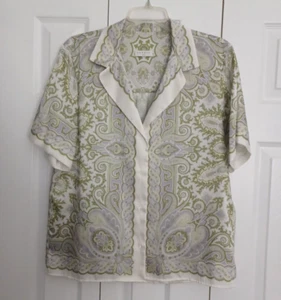 Sandro Paris Top Size 3 US 8 Beautiful floral Paisley Patterns Print Button Up - Picture 1 of 13