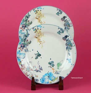 POTTERN BARN, Set of 2 Salad Plates, 8 1/4", Watercolor (Design 2) Flowers MINT! - Picture 1 of 3