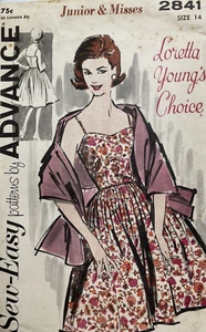 Advance 2841 Original ungeschnitten ungeöffnet 60er Schnittmuster Kleid & Schal Gr. 14 - Bild 1 von 8