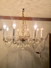 Vintage Medium 8 Light  Brass & Crystal Elegant Chandelier FREE SHIPPING 