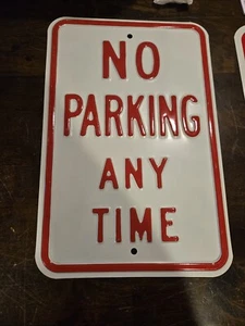Vintage "NO PARKING ANYTIME" Embossed Metal Sign NOS 12"x18" - Picture 1 of 2