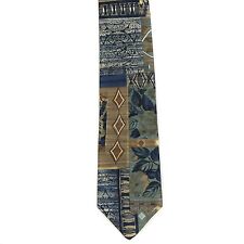 J. Riggings/Huntinghorn Men's Silk Floral/Leaf Neck Tie Blue Taupe 3 7/8" x 58"