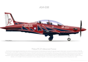 PILATUS PC-21 A54-038 RAAF 2021 - A3+ Profile Print - Imagen 1 de 4